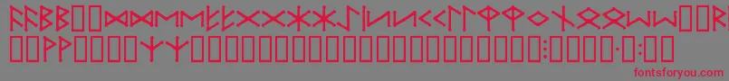 フォントIceEggFutharkRegular – 赤い文字の灰色の背景