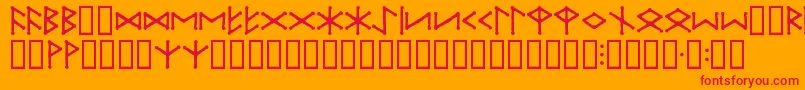 フォントIceEggFutharkRegular – オレンジの背景に赤い文字