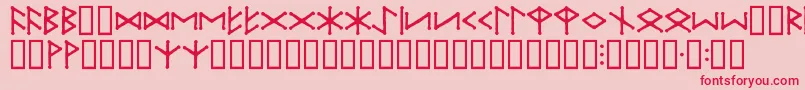 フォントIceEggFutharkRegular – ピンクの背景に赤い文字
