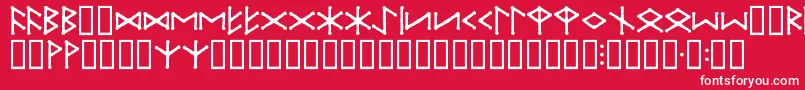 IceEggFutharkRegular-Schriftart – Weiße Schriften auf rotem Hintergrund