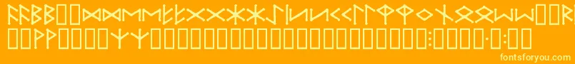 IceEggFutharkRegular-fontti – keltaiset fontit oranssilla taustalla