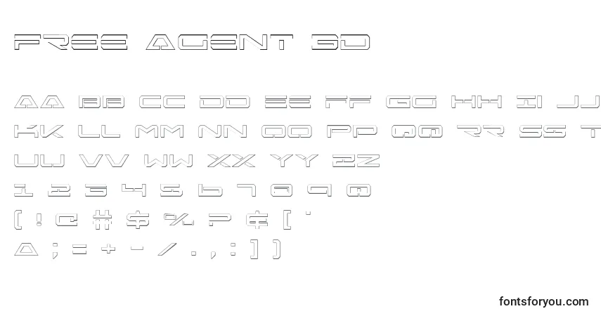 A fonte Free Agent 3D – alfabeto, números, caracteres especiais