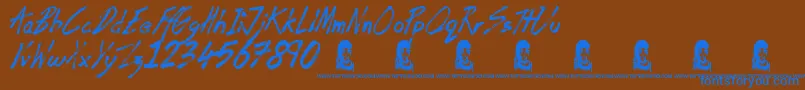 CoffeeHouse-Schriftart – Blaue Schriften auf braunem Hintergrund