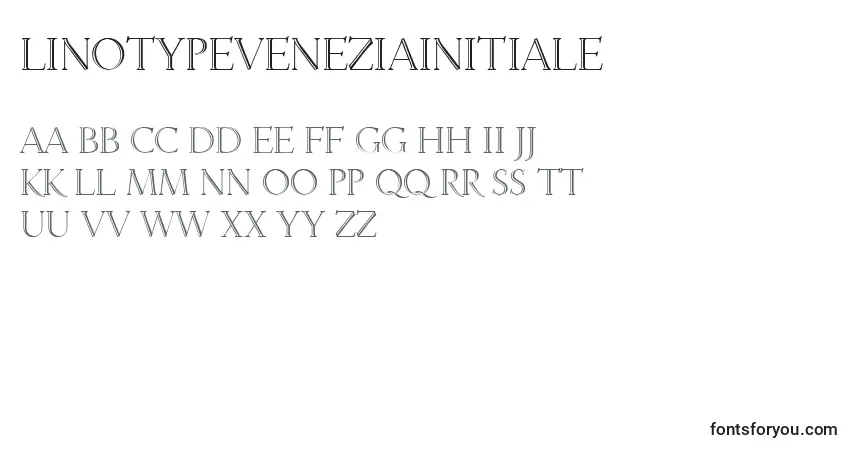 A fonte LinotypeveneziaInitiale – alfabeto, números, caracteres especiais
