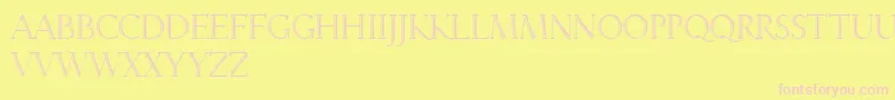 Czcionka LinotypeveneziaInitiale – różowe czcionki na żółtym tle