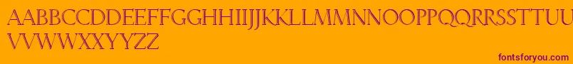 LinotypeveneziaInitiale-fontti – violetit fontit oranssilla taustalla