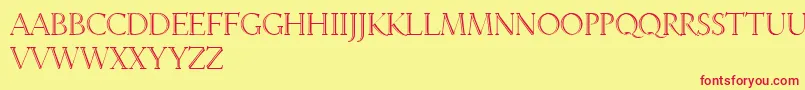 LinotypeveneziaInitiale Font – Red Fonts on Yellow Background