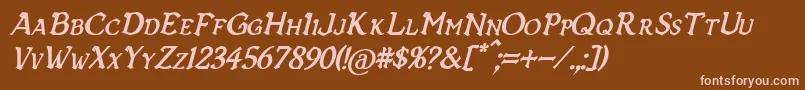 Подробнее о шрифте VecnaBoldItalic Шрифт VecnaBoldItalic – розовые шрифты на коричневом фоне