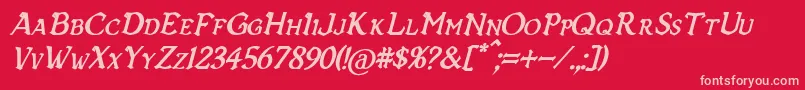 VecnaBoldItalic Font – Pink Fonts on Red Background