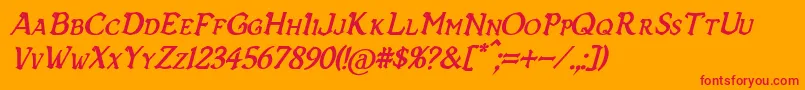 VecnaBoldItalic Font – Red Fonts on Orange Background