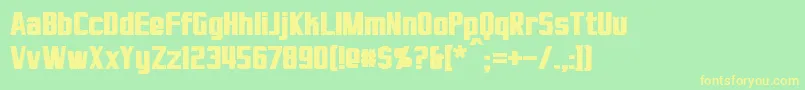 フォントVirtucorpBold – 黄色の文字が緑の背景にあります