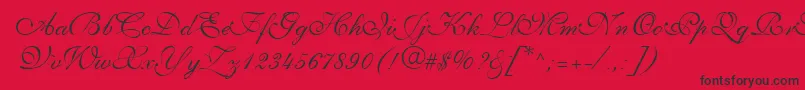 Fonte PenTweaksThreeSsi – fontes pretas em um fundo vermelho