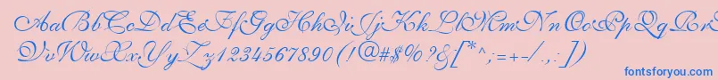 PenTweaksThreeSsi-fontti – siniset fontit vaaleanpunaisella taustalla