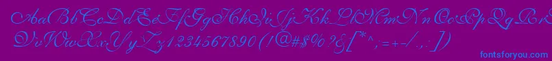 PenTweaksThreeSsi-fontti – siniset fontit violetilla taustalla