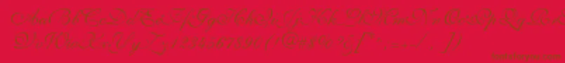 PenTweaksThreeSsi-Schriftart – Braune Schriften auf rotem Hintergrund