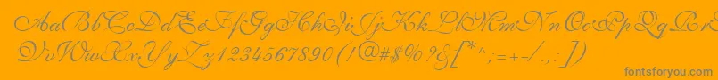 PenTweaksThreeSsi-fontti – harmaat kirjasimet oranssilla taustalla