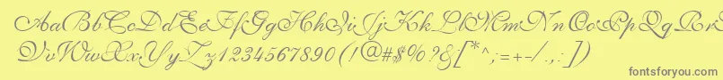 PenTweaksThreeSsi-fontti – harmaat kirjasimet keltaisella taustalla