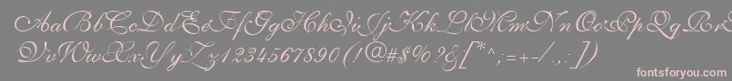 PenTweaksThreeSsi-fontti – vaaleanpunaiset fontit harmaalla taustalla