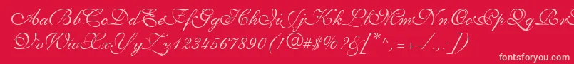 PenTweaksThreeSsi-fontti – vaaleanpunaiset fontit punaisella taustalla
