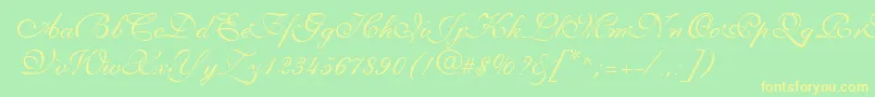 PenTweaksThreeSsi-fontti – keltaiset fontit vihreällä taustalla
