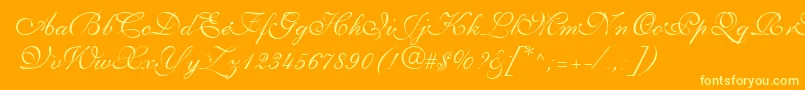 PenTweaksThreeSsi-fontti – keltaiset fontit oranssilla taustalla