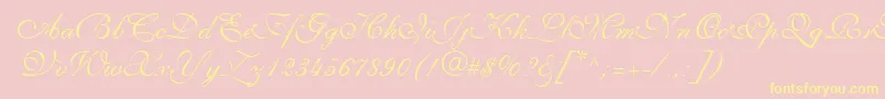 PenTweaksThreeSsi-fontti – keltaiset fontit vaaleanpunaisella taustalla