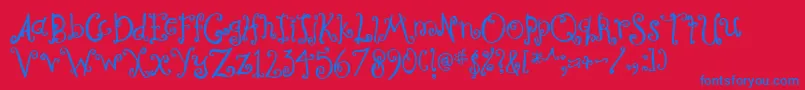 Curly Font – Blue Fonts on Red Background