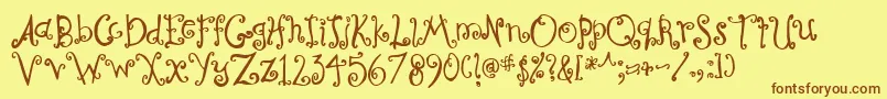 Curly Font – Brown Fonts on Yellow Background