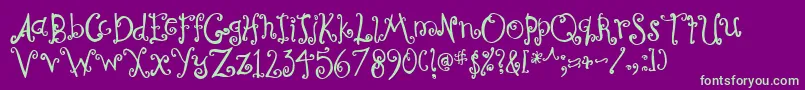 Curly Font – Green Fonts on Purple Background