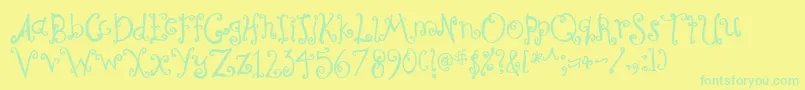 Curly-Schriftart – Grüne Schriften auf gelbem Hintergrund