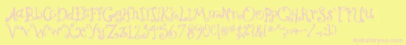 Curly Font – Pink Fonts on Yellow Background