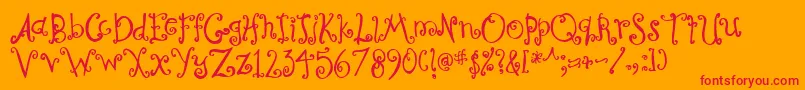 Curly-Schriftart – Rote Schriften auf orangefarbenem Hintergrund