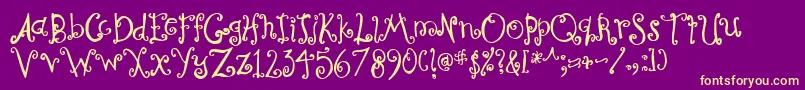Curly-fontti – keltaiset fontit violetilla taustalla