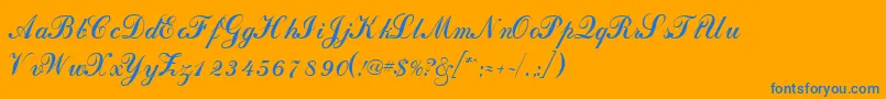 DahlingscriptsskRegular-Schriftart – Blaue Schriften auf orangefarbenem Hintergrund