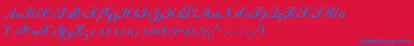 DahlingscriptsskRegular-Schriftart – Blaue Schriften auf rotem Hintergrund