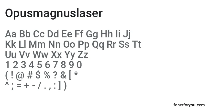Czcionka Opusmagnuslaser – alfabet, cyfry, specjalne znaki