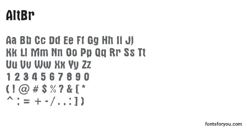 Schriftart AltBr – Alphabet, Zahlen, spezielle Symbole