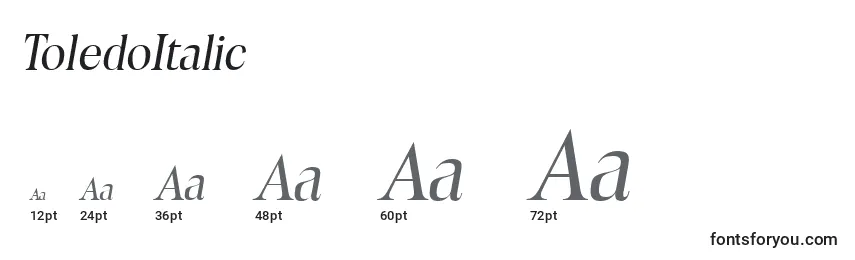 Размеры шрифта ToledoItalic