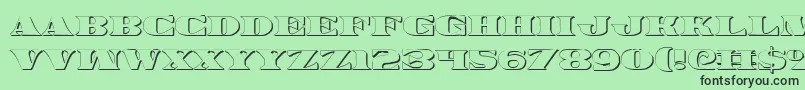 Legalv23D-fontti – mustat fontit vihreällä taustalla