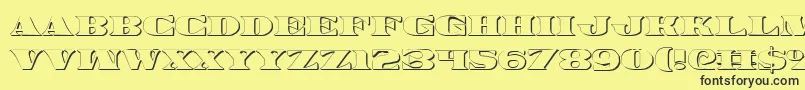 Legalv23D-fontti – mustat fontit keltaisella taustalla