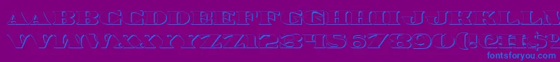 Fonte Legalv23D – fontes azuis em um fundo violeta