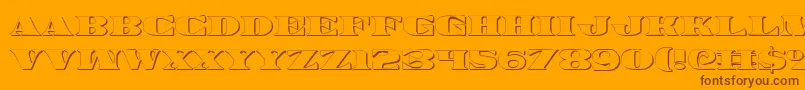 Legalv23D-fontti – ruskeat fontit oranssilla taustalla