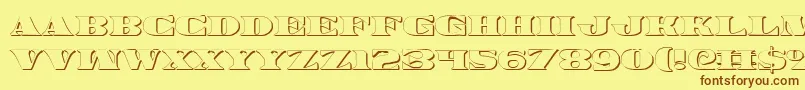 フォントLegalv23D – 茶色の文字が黄色の背景にあります。