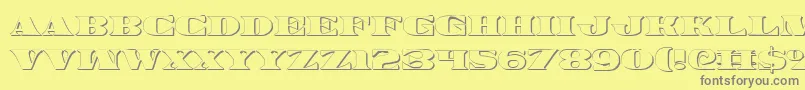 Legalv23D-fontti – harmaat kirjasimet keltaisella taustalla
