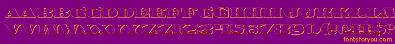 Legalv23D-fontti – oranssit fontit violetilla taustalla