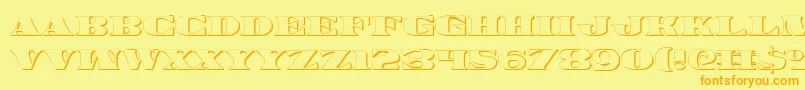 Legalv23D-Schriftart – Orangefarbene Schriften auf gelbem Hintergrund