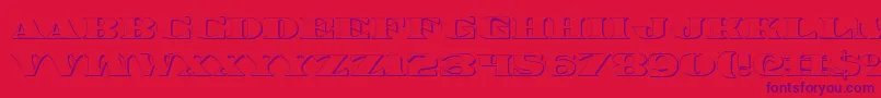 Legalv23D-fontti – violetit fontit punaisella taustalla