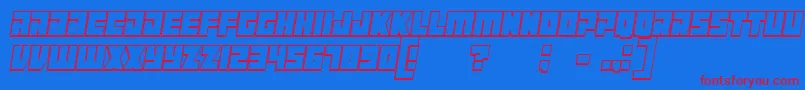 ManiacoutlineItalic Font – Red Fonts on Blue Background