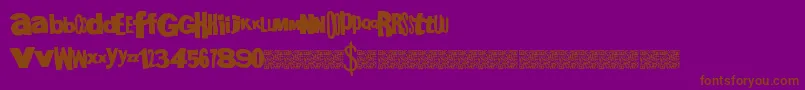 Megagothic-Schriftart – Braune Schriften auf violettem Hintergrund