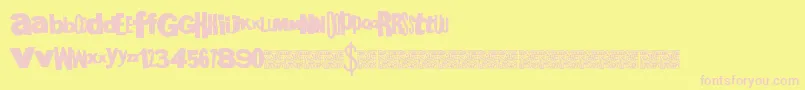Megagothic-Schriftart – Rosa Schriften auf gelbem Hintergrund